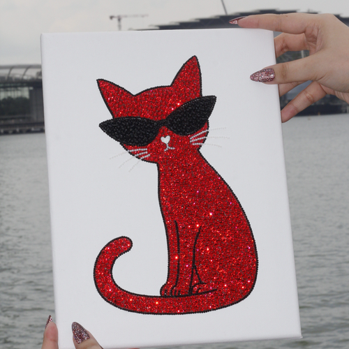 Cherry Cat Premade Canvas