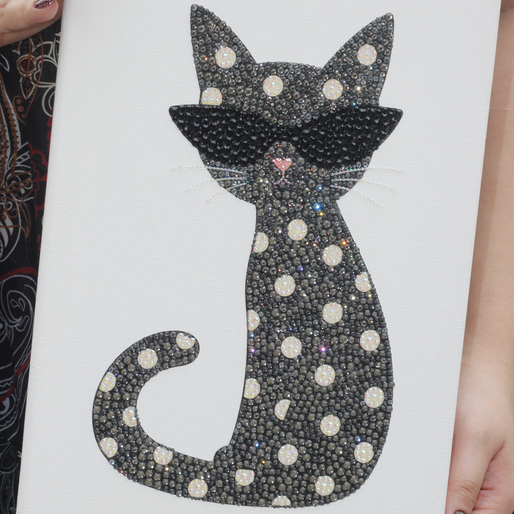 Polka Cat Premade Canvas
