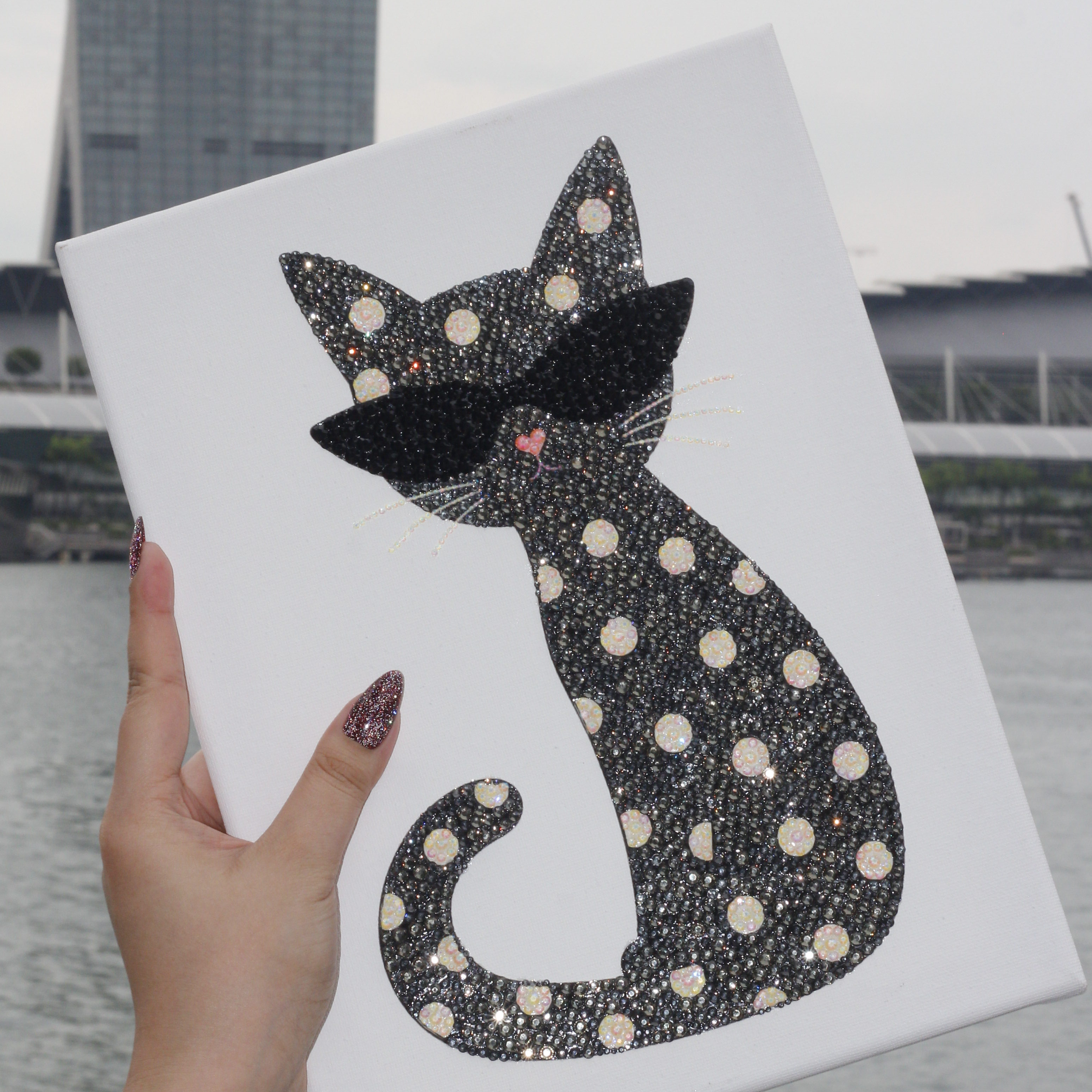 Polka Cat Premade Canvas