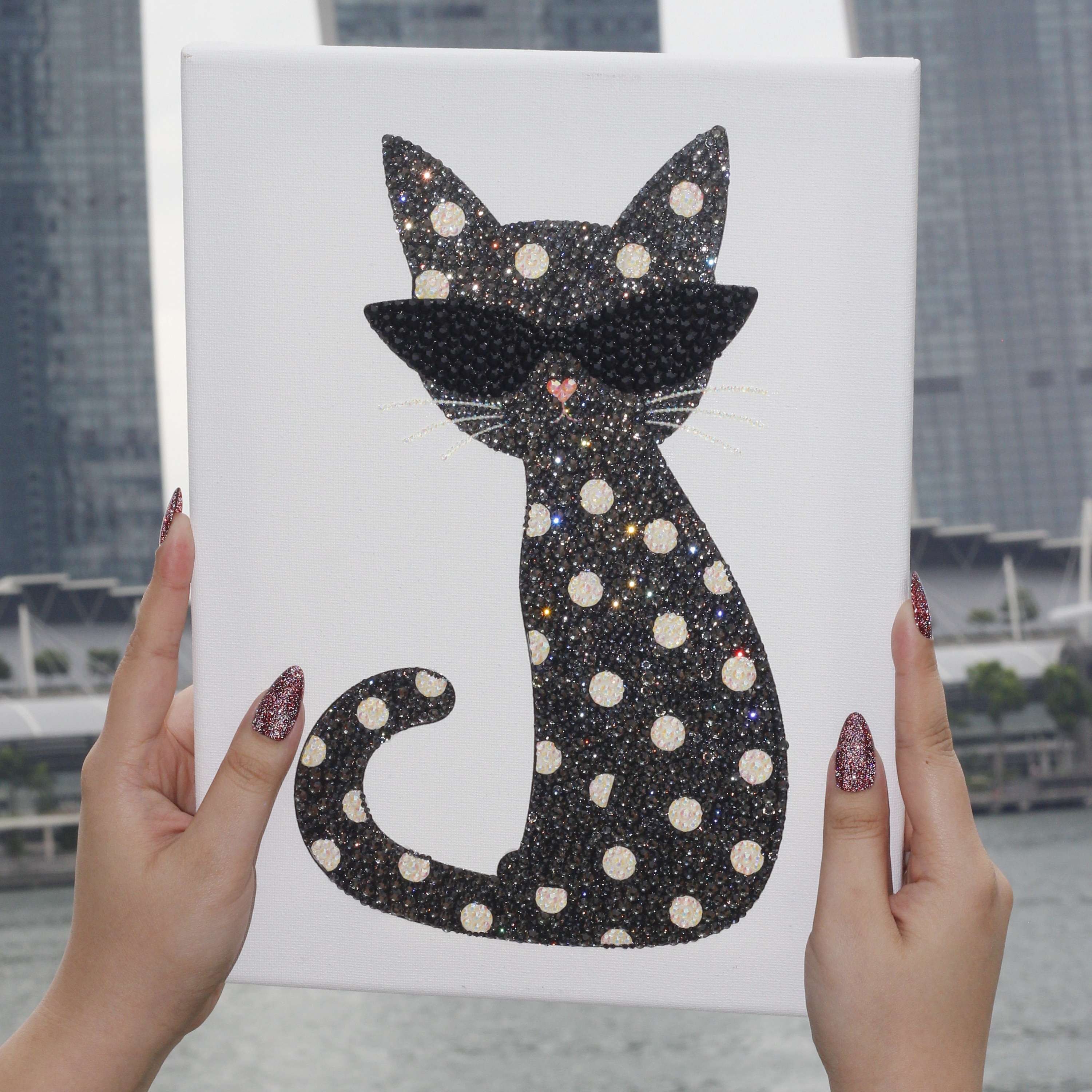 Polka Cat Premade Canvas